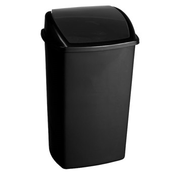 Affaldsspand, 50 l, sort med vippelåg 40x75cm