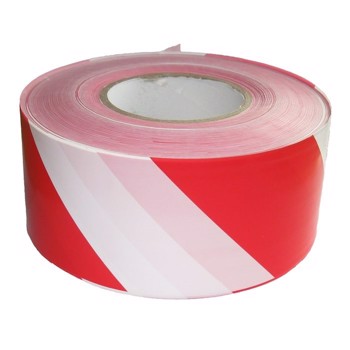 Afspærringsbånd, rød, LDPE, 7,5cm x 500m stribet rød og hvid