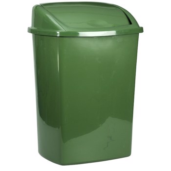 Affaldsspand, 30x40x75cm, 50 l, mørkegrøn, plast, sving låg