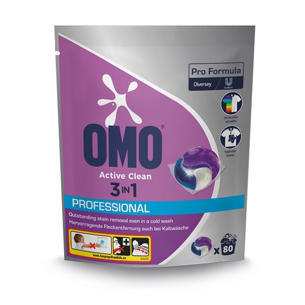 Omo Active Clean 3 i 1, tabs i pose, 80 STK