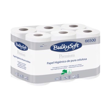 Toiletpapir, Bulkysoft 2-lags, 24m x 9cm, Ø10cm, hvid, perforeret for hver 12 cm, 96 rl/kolli
