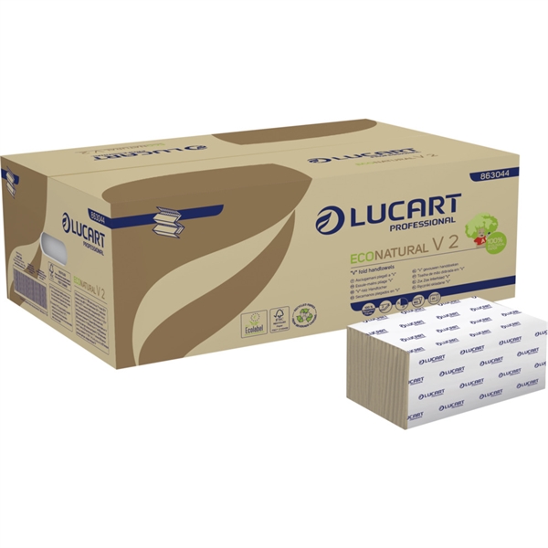 Lucart håndklædeark V fold 3800 stk 100% gnbrs. 2 lags