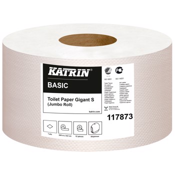 Toiletpapir jumbo Katrin Basic 1 lag natur 265 meter, 12/rl krt