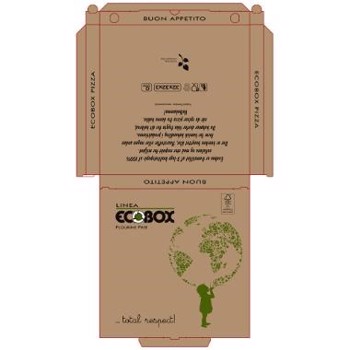 Pizzaæske 32x32x3 cm FSC-mærket KSK 100% nye fibre Ecobox Globo Bruncm