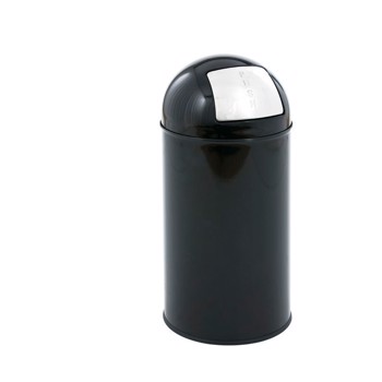 Affaldsspand, V-part, med push låg, inderspand i metal, brandsikker, sort, 40 l