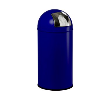 Affaldsspand, V-part, med push låg, inderspand i metal, brandsikker, blå, 40 l