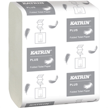 Toiletpapir i ark Katrin Plus, 2-lags 23x10,3cm hvid 10000stk