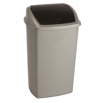 Affaldsspand, 50 l, grå med vippelåg 40x75cm