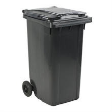 Affaldscontainer, 240 l, grå, UV-resistent, til tungt affald og udendørs