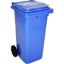 Affaldscontainer, blå, plast, 120 l, til fortrolige papirer, med nøgle, UV-resistent