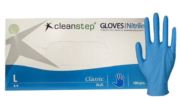 Nitrilhandsker, Cleanstep uden pudder Blå, Large 600 pakker/ pallekøb