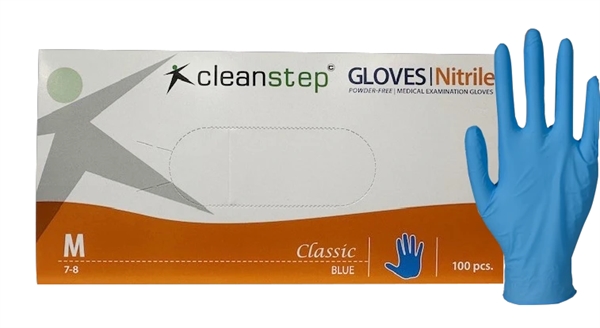 Nitrilhandsker, Cleanstep uden pudder Blå, Medium 600 pakker/ pallekøb