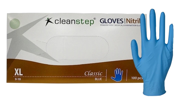 Nitrilhandsker, Cleanstep uden pudder Blå, Extra Large 600 pakker/ pallekøb