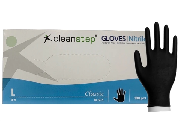 Nitrilhandsker, Cleanstep uden pudder Sort, Large 600 pakker/ pallekøb
