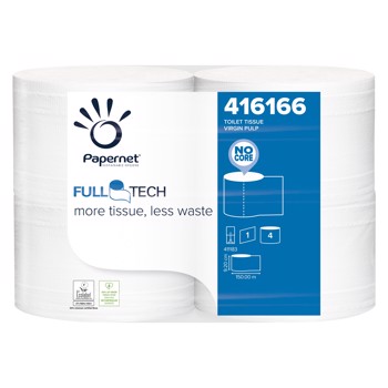 Papernet FullTech toiletpapir hvid 1 lags, 4 rl x 6 pr. kolli