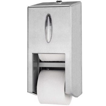 Dispenser, Tork T7, 14,3x14,9x32,5cm, grå, rustfrit stål, til 2 ruller toiletpapir