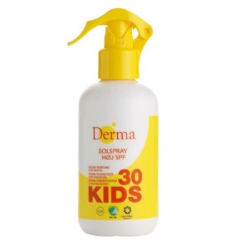 Kids solspray SPF 30, Derma Helse, uden farve og pafume, 250 ml 6stk/krt