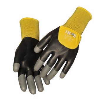 Thor flex dry, Sort/gul, med nitril granulat på fingerspidserne, Str 9 x 1 par