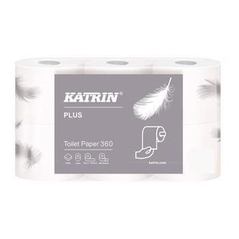 Toiletpapir, Katrin Plus, 2-lags, hvid, 10,60 cm x 50,40 m,42 stk (1 kolli)