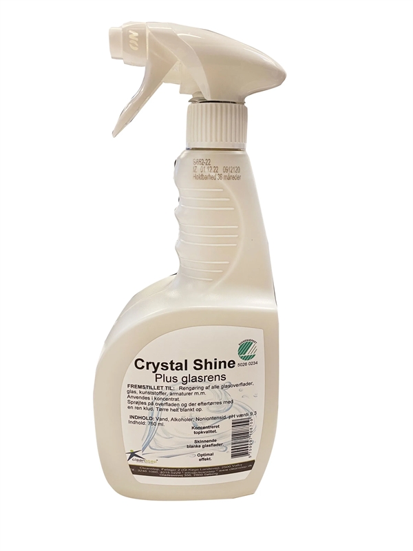Crystal Shine 750 ml m/spray Svanemærket glasrens 495 stk/palle