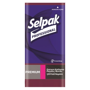 Selpak Pro serviet 1/8 fold Mørkerød 40x40cm 2lags 1000stk/krt