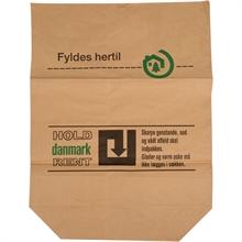 Papirsæk, 1-lags, 110 l, brun, papir, 70x95+25cm, med tryk 50stk/pak