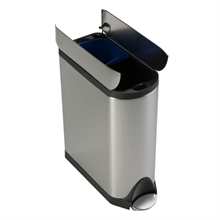 Pedalspand, Simplehuman, stål mat, rustfrit stål, 2-rums, 2x20 l, med inderspand i plast, sikret mod fingeraftryk, soft close låg, kildesortering mulig