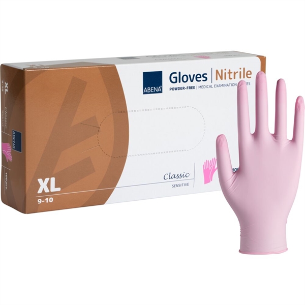 Nitrilhandsker Classic Sensitive, XL, pink, 100stk/pak