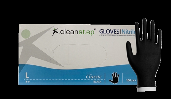 Nitrilhandsker, Cleanstep uden pudder Sort, Large 100 stk/pak