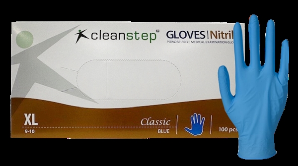 Nitrilhandsker, Cleanstep uden pudder Blå, XLarge 100 stk/pak