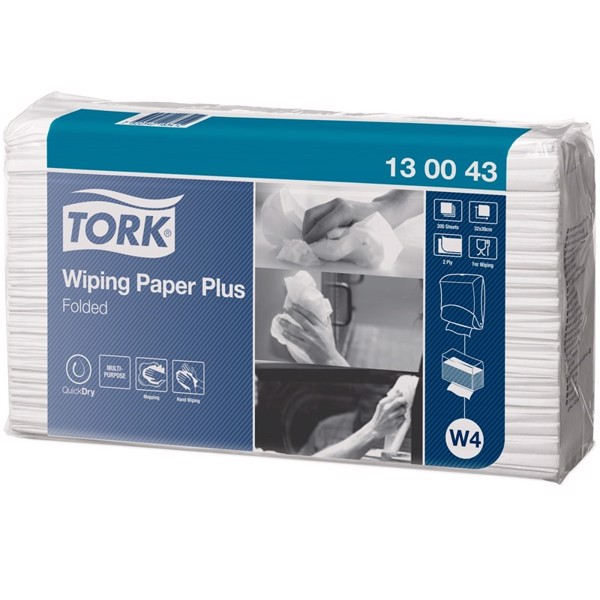 Aftørringspapir Tork Plus W4 2-lag hvid, 28 karton/Palle