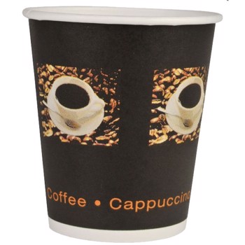  Kaffekop “Mistique” 11cm, Ø9cm, 36 cl, mørkebrun, PE/pap, 12 oz 50stk/pak