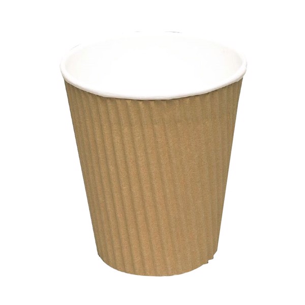 Kaffebæger, Gastro, 6,4cm, Ø6,2cm, 10 cl, brun, PE/pap, 4 oz, ripple wall 1000 stk/ps