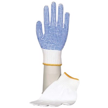 Handsker strik hvide med dubber, Str. M, 12 par
