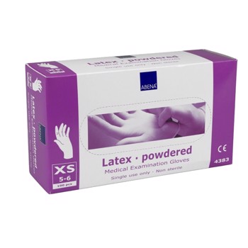 Latexhandsker X-Small med pudder, 100 stk